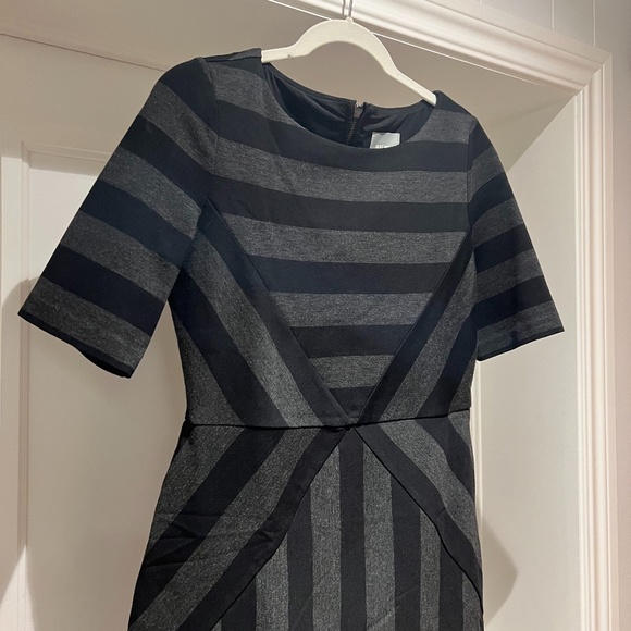 Anthropologie Maeve Black & Grey Geoplane Pencil Dress - Picture 4 of 13